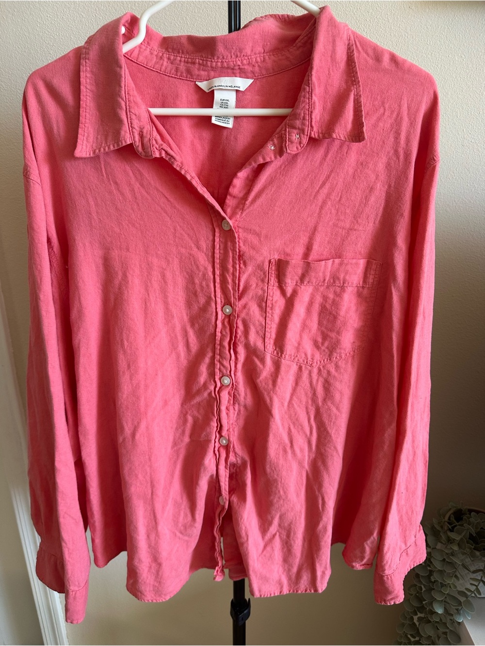 H&M Pink Coral Casual Button-Down Shirt